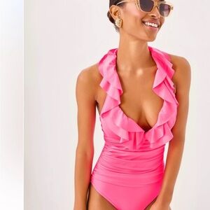 Lilly Pulitzer Bright Pink Ruffle One Piece Swimsuit